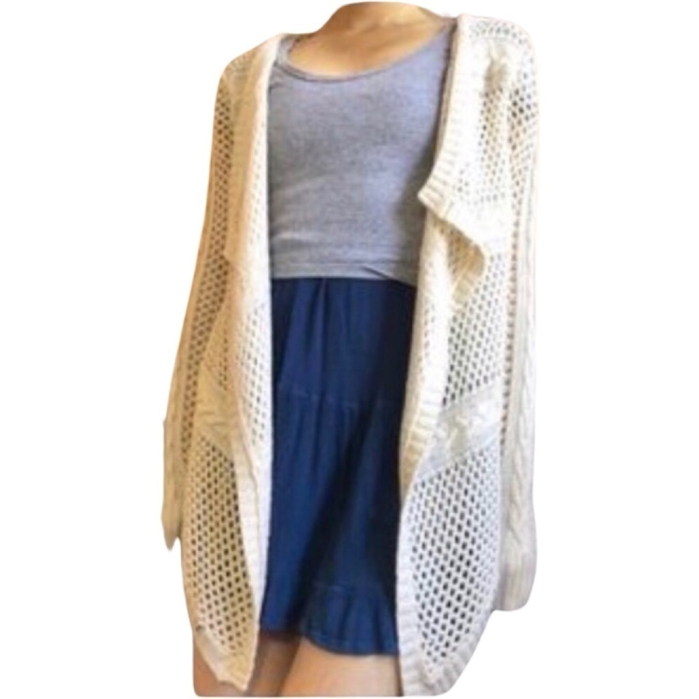 CHARLOTTE RUSSE Open Weave Fishing Net Cardigan